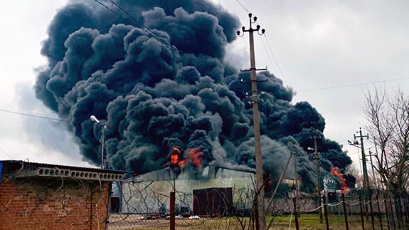 Пожар 21 марта в станице Динской Краснодарского края