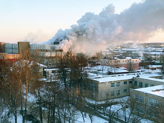 Пожар 11 марта в производственном здании на заводе им. Дегтярева, г. Ковров
