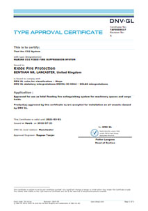 Type Approval certificate. Marine CO2 Fixed Fire Suppression system.